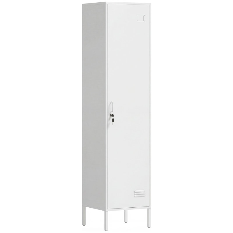 Metal Locker Cabinet with Hanging Rod, Lock and Key, 40x40x179cm