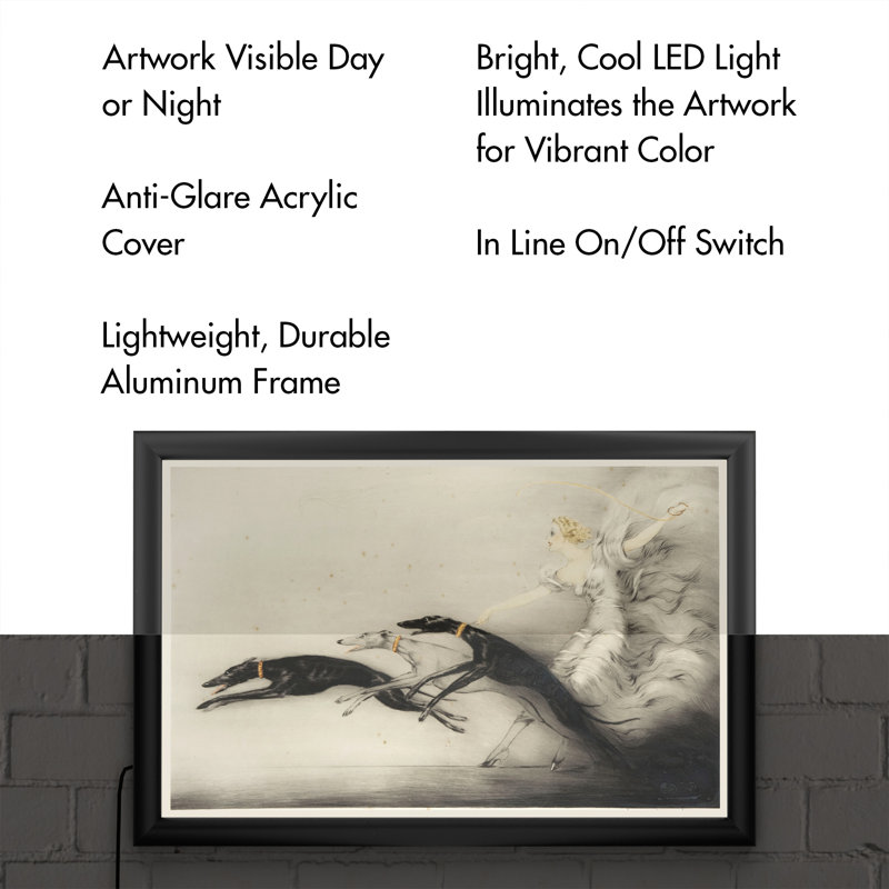 «Greyhound Art Deco Woman» par Vintage Apple Collection, reproduction d'art sur acrylique