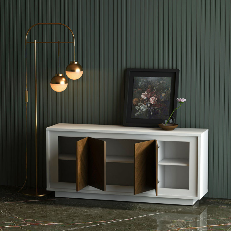 Paraggi 63'' W Sideboard, White/Walnut