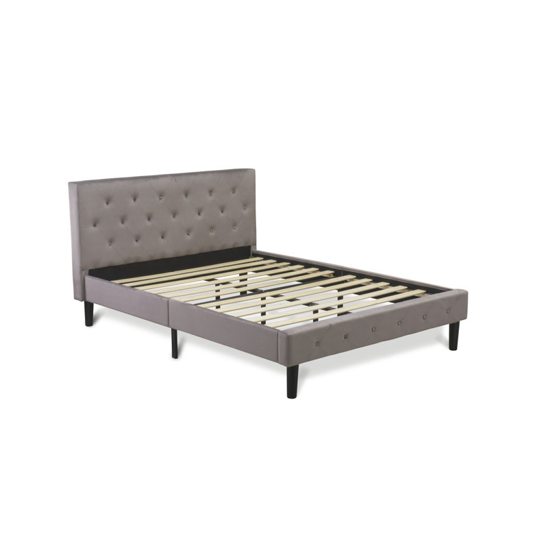 Tête de lit et pied de lit rembourrés en tissu de velours taupe brun touffeté à boutons Nolan, Complète, Brun