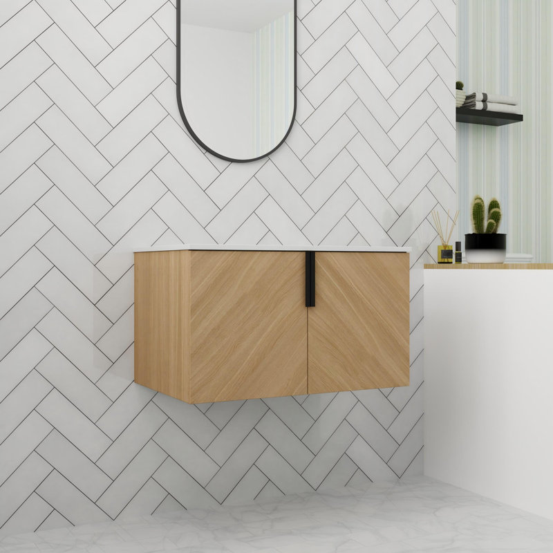 Base de meuble-lavabo flottant de 30 po avec porte à fermeture en douceur