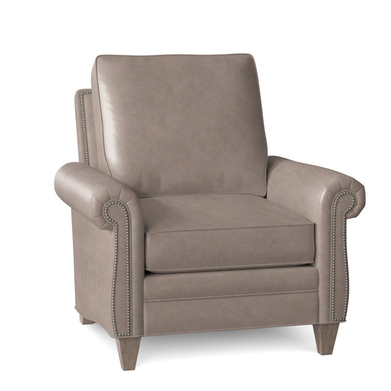 Reddish Armchair, Stone, Rio Mineral Genuine Leather, Pewter