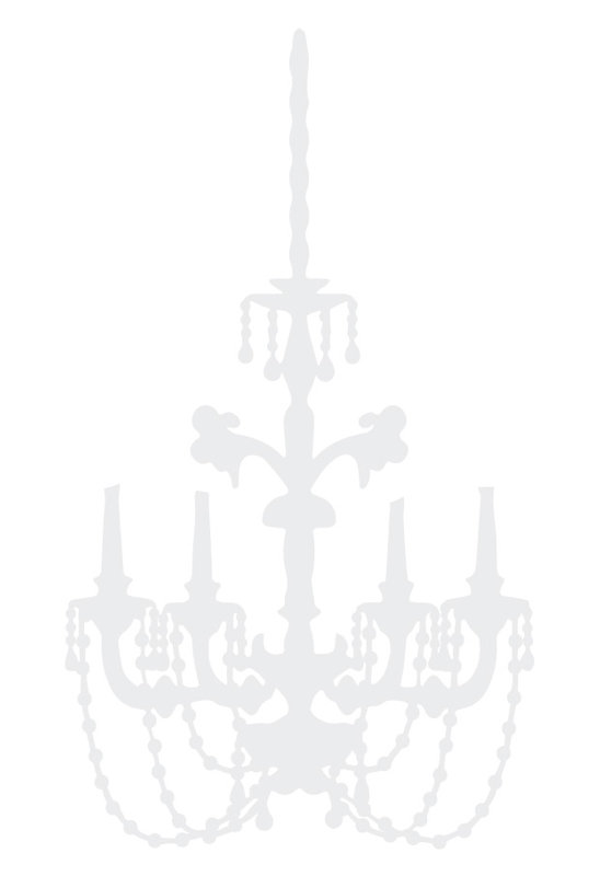 Décalcomanie murale lustre baroque, Blanc, H 24 po x l 13 po x P 0,01 po