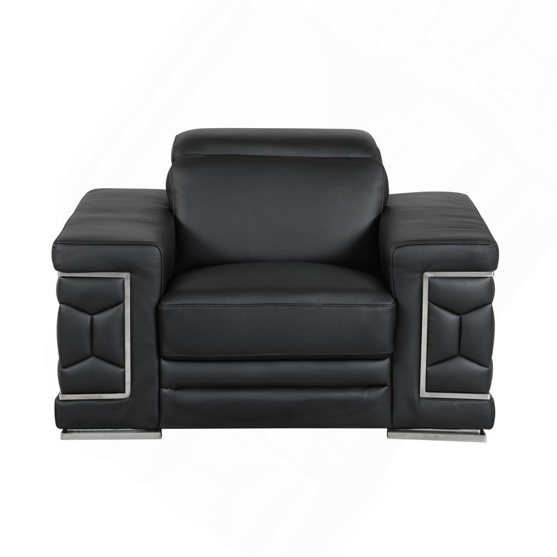 Chaise en cuir fleur, Noir