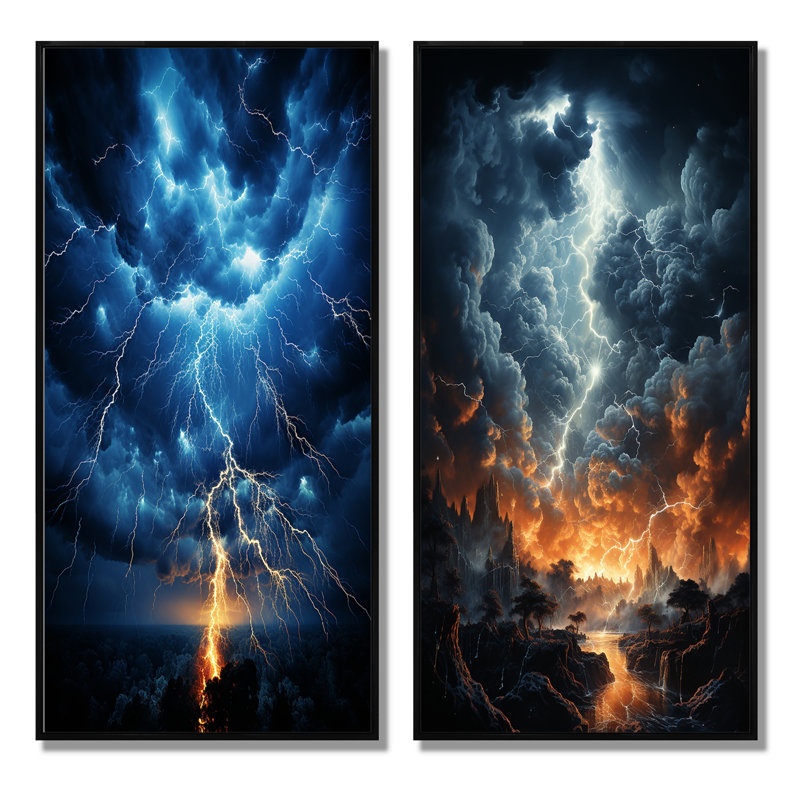«Lightning Dynamic Illumination» - 2 pièces, H 32 po x l 32 po, Cadre noir