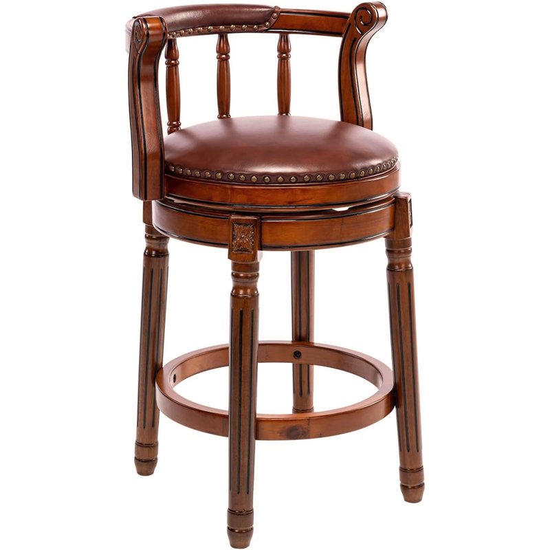 Tabourets de bar à hauteur de siège en bois (1pc), Brun, Tabouret de comptoir (siège d'une hauteur de 26 p