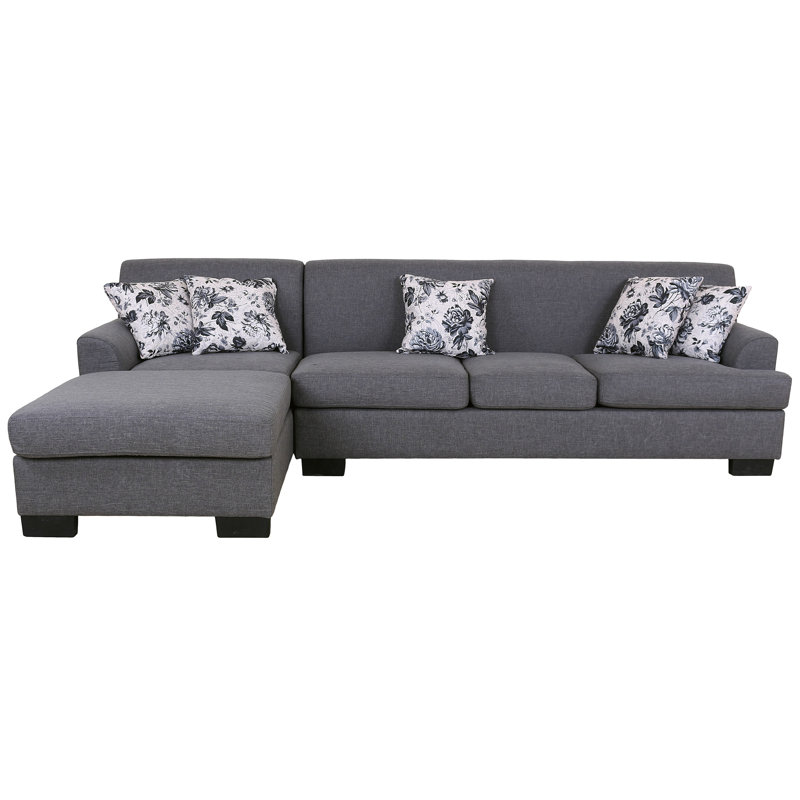 Geissler Upholstered L-Shaped Sectional Reversible, Grey