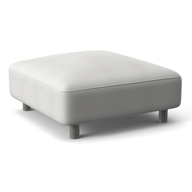 Avanni Outdoor Ottoman with Cushion, White Linen 6016-000, Silver