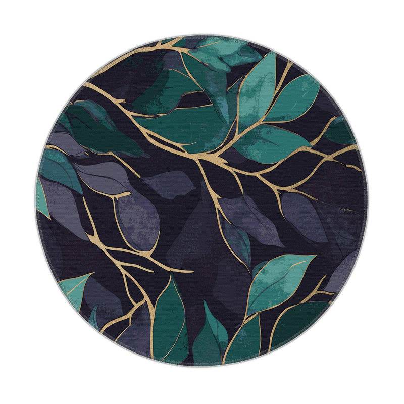 Gilded Underbrush Indoor And Outdoor Area Rug, Round 5'