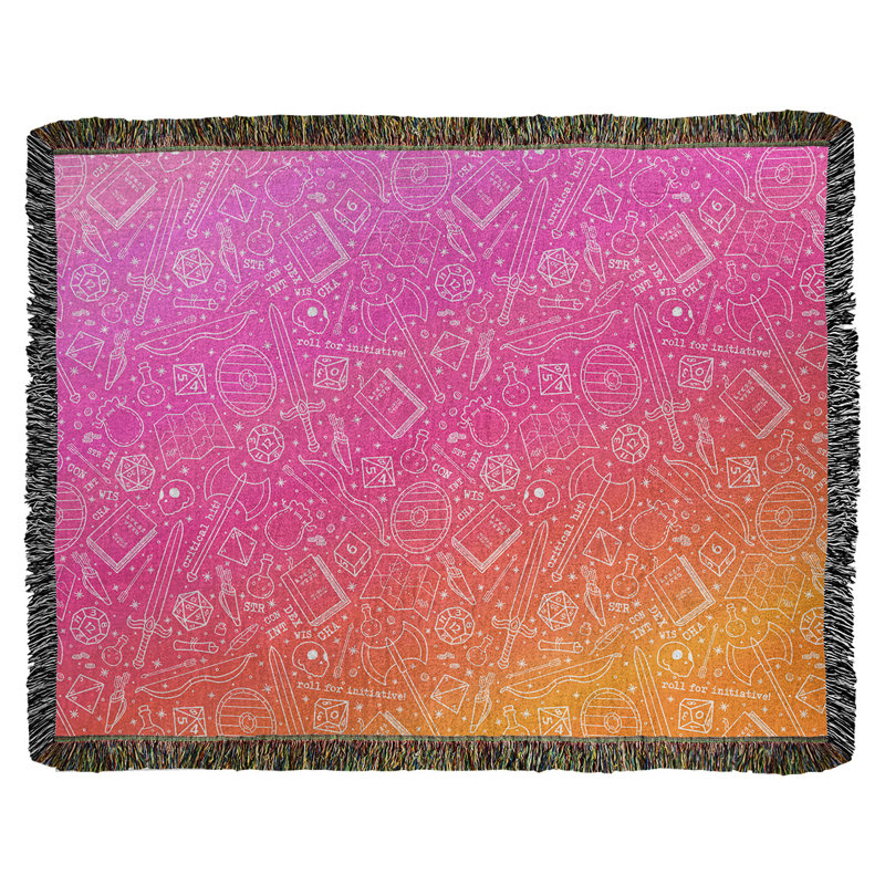 Couverture en coton tissé Katelyn Elizabeth, l 37 po x L 52 po, Rose / Jaune