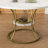 Extendable Round Table – 43" to 59" with Storage Shelf, Marble Veneer & Gold Base, Seats 4-6