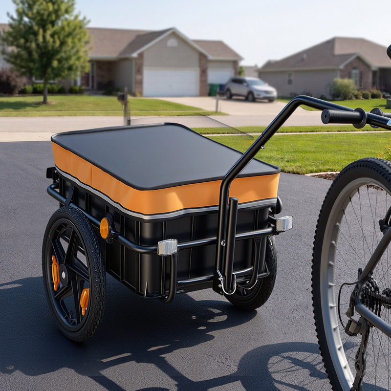Remorque cargo pour vélo 40 kg (88 lb) 2 en 1, chariot robuste avec housse imperméable, roues de 40 cm (16 po), réflecteurs, cadre en acier au carbone, compatible avec les roues de vélo de 56 à 71 cm (22 à 28 po), pour le transport de marchandises