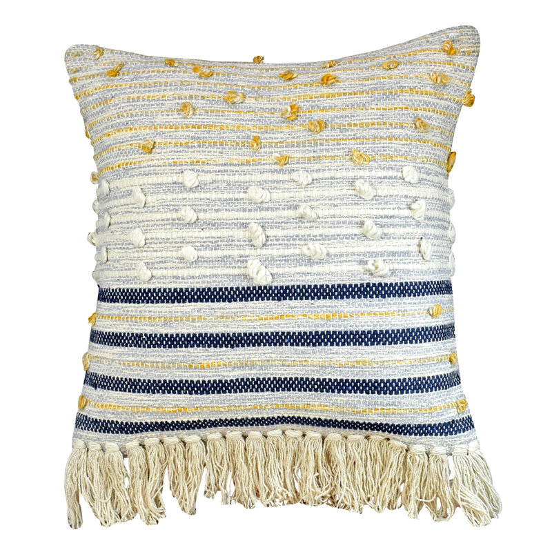 Fringed Cotton Throw Pillow