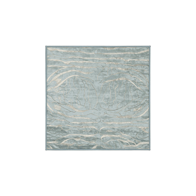 Tapis bleu lavable à la machine, Carré 7 pi