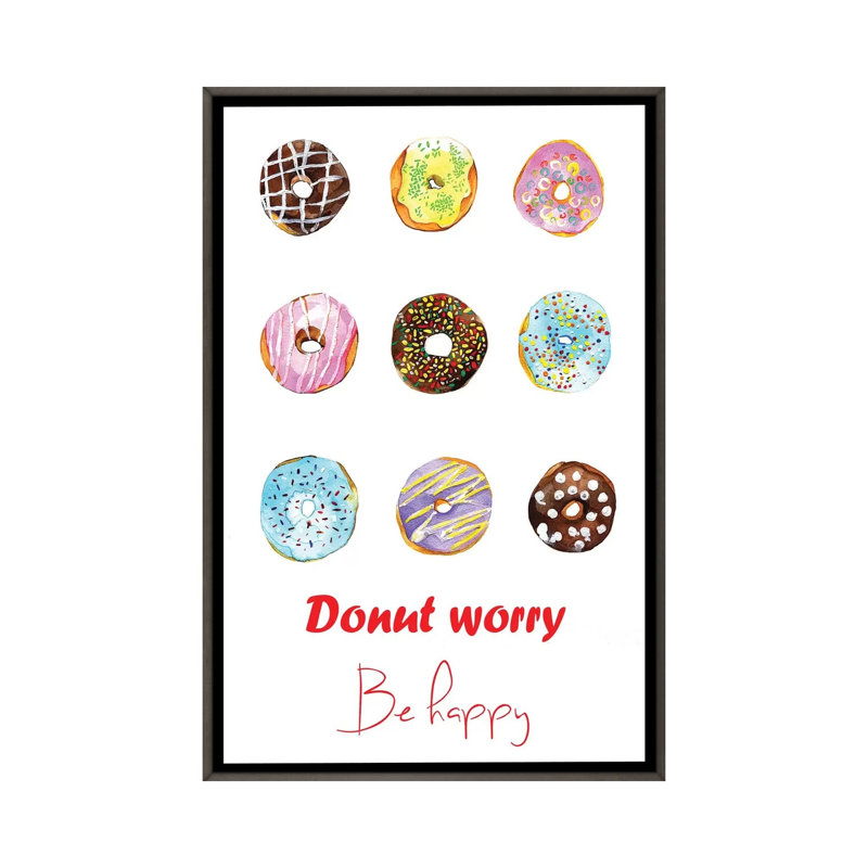 « do not inquiéter be happy »-impression sur papier, H 40 po x l 26 po x P 1,5 po, Toile encadrée de bois rustique foncé