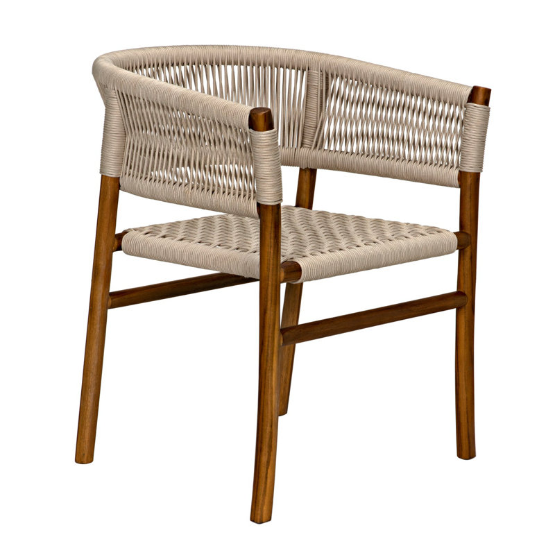 Conrad Handcrafted Teak Wood and Rope Armchair in Brown