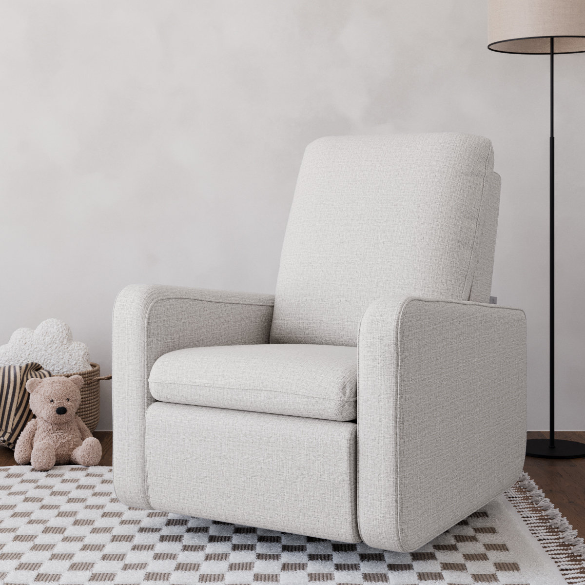 Teddi Swivel Nursery Chair, Steel Basketweave