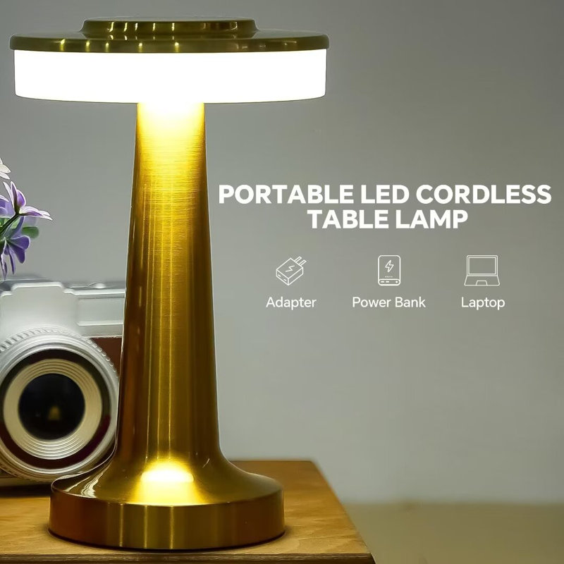Yahna Portable LED Desk Lamp Rechargeable Night Light for Kids Nursery Dining Room, Gold