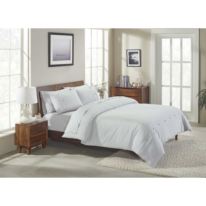  Ensemble de housse de couette 100% coton biologique 3 pièces, Housse de couette pour très grand lit et 2 taies, Argent