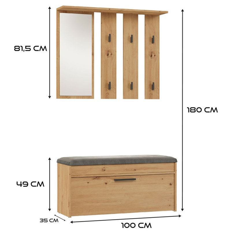 Hall Tree 100cm Wide, Beige