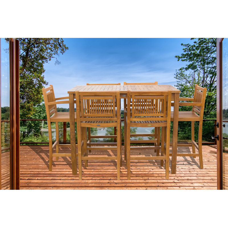 6 - Person Teak Wood Patio Dining Set with Rectangular Table