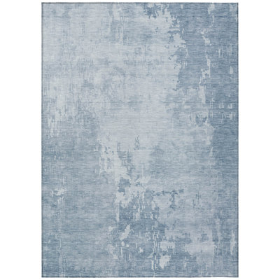 Enoa Blue Washable Indoor-Outdoor Rug - 