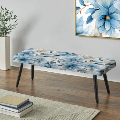 Blue Coastal Harmony - motif floral VI - banc rembourré floral noir