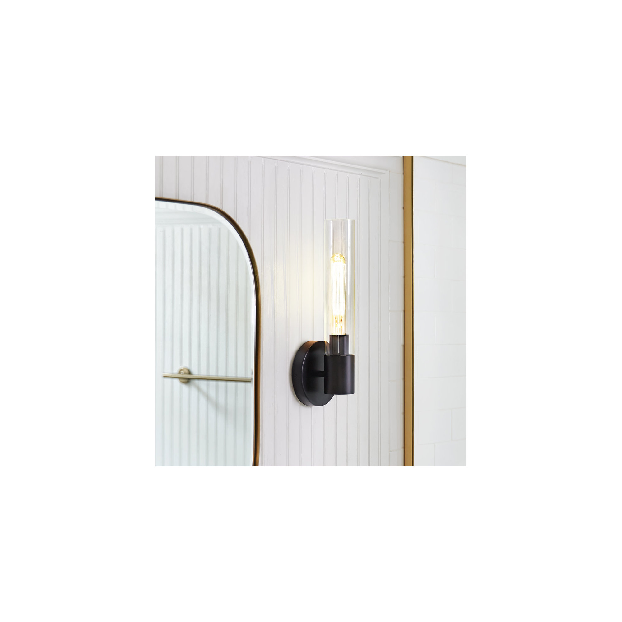 Single Transparent Dimmable Bath Sconce, Gold