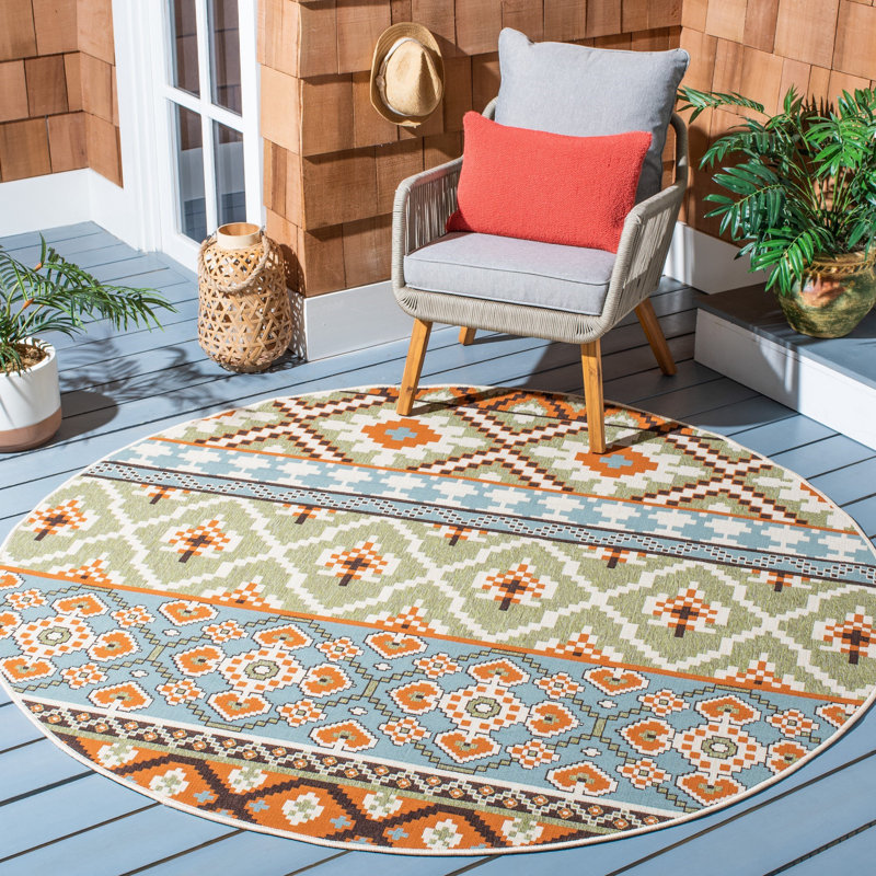 Northpoint Southwestern Indoor/Outdoor Area Rug, Round 3'