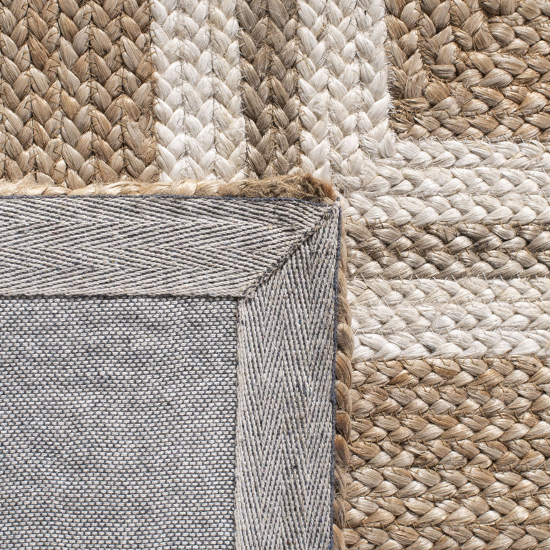 Wingrove Natural Fiber Flat Weave Jute And Cotton With Latex Geometric Rug, Rectangle 8' x 10'
