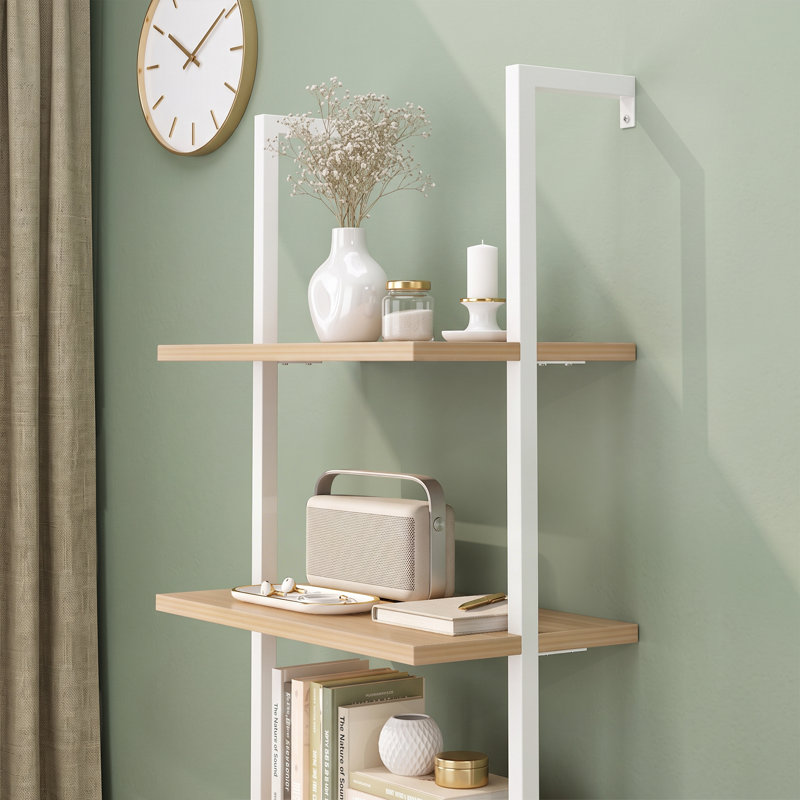 Flythe Ladder Bookcase, White/Oak
