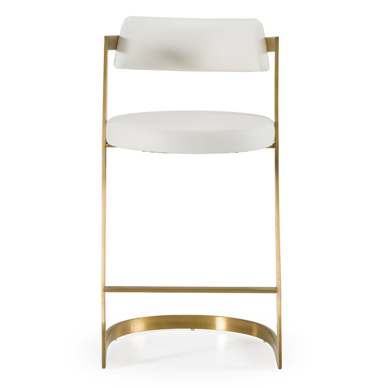 Chavez - Pleather + Gold Counter Stool, White