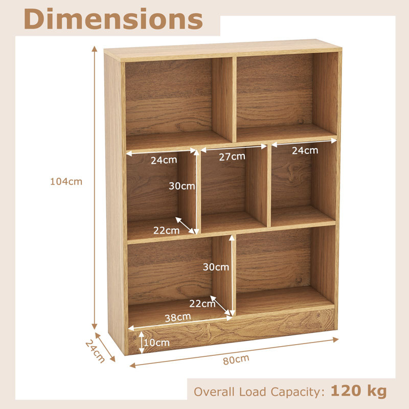 Seyran 40.94cm H Cube Bookcase, Tan, (3 Shelves) 40.94cmH x 80cmW x 9.45cmD