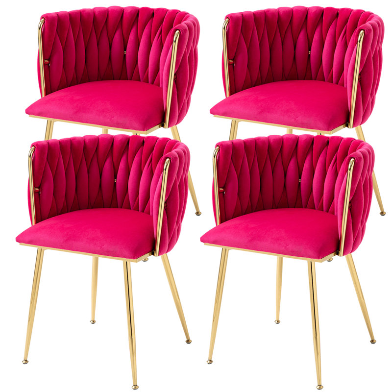 Evanni Velvet Upholstered Metal Side Chair, Red, 4