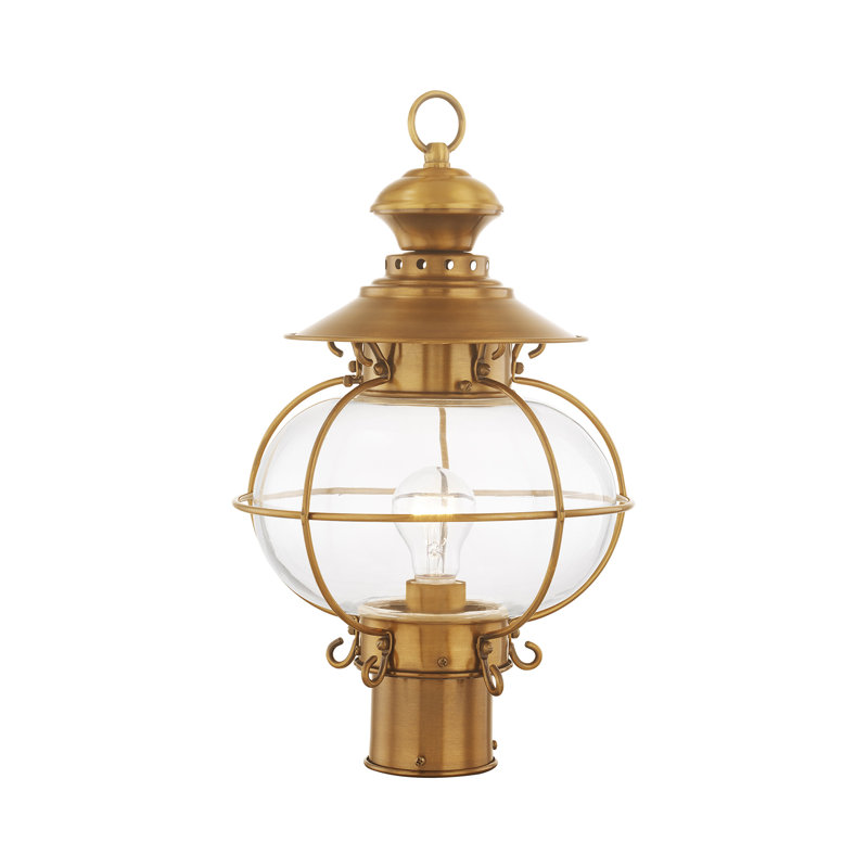 Tête de lanterne câblée à 1 lumière Shielo, H 17 po x l 7 po x P 10,5 po, Laiton flamand