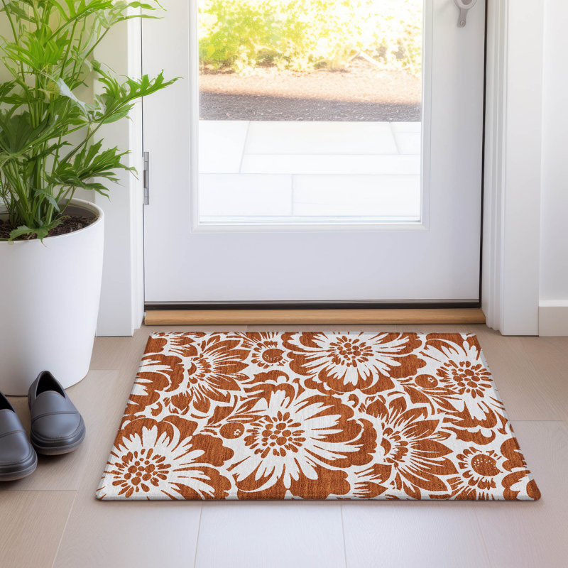 Altair Washable Floral Indoor / Outdoor Rug, Rectangle 1'8" x 2'6"