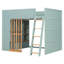 Lit mezzanine en bois, taille standard, avec étagères de rangement, échelle et tiroir sous le lit, lit d'appoint pour enfant, vert menthe et chêne naturel-2080313746