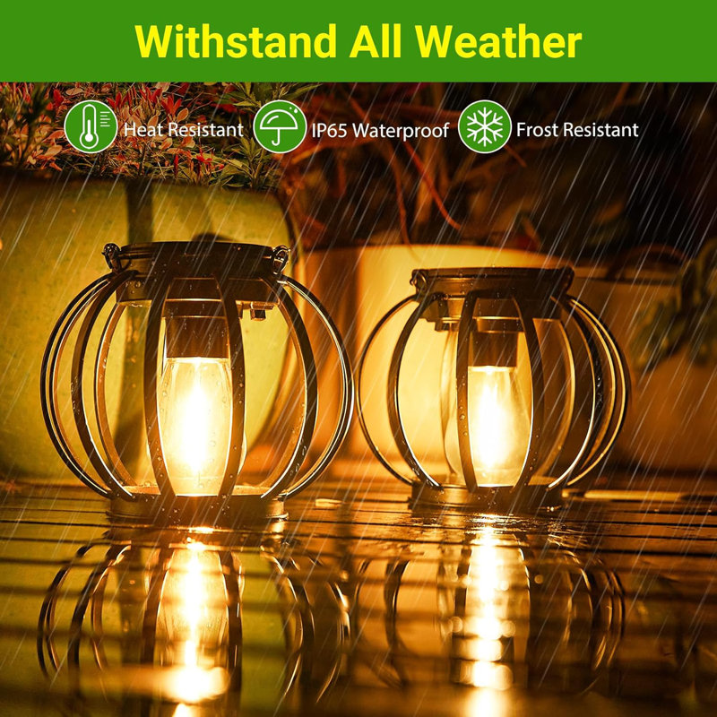 Solar Powered Outdoor Lantern, 12.47"H x 5.11"W x 5.11"D