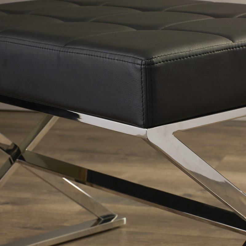 Chromium Faux Leather Ottoman