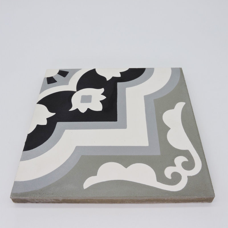 Taza 8 in. x 8 in. Honed Tile, Gray/Black