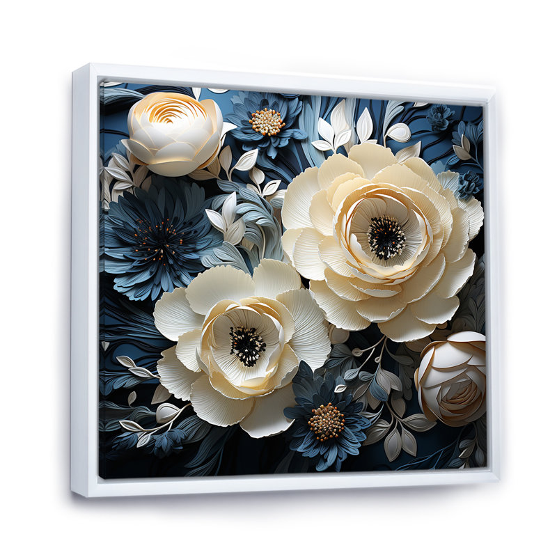 «Ranunculus Bouquet II», reproduction sur toile, Cadre flottant blanc, H 24 po x l 24 po x P 1 po