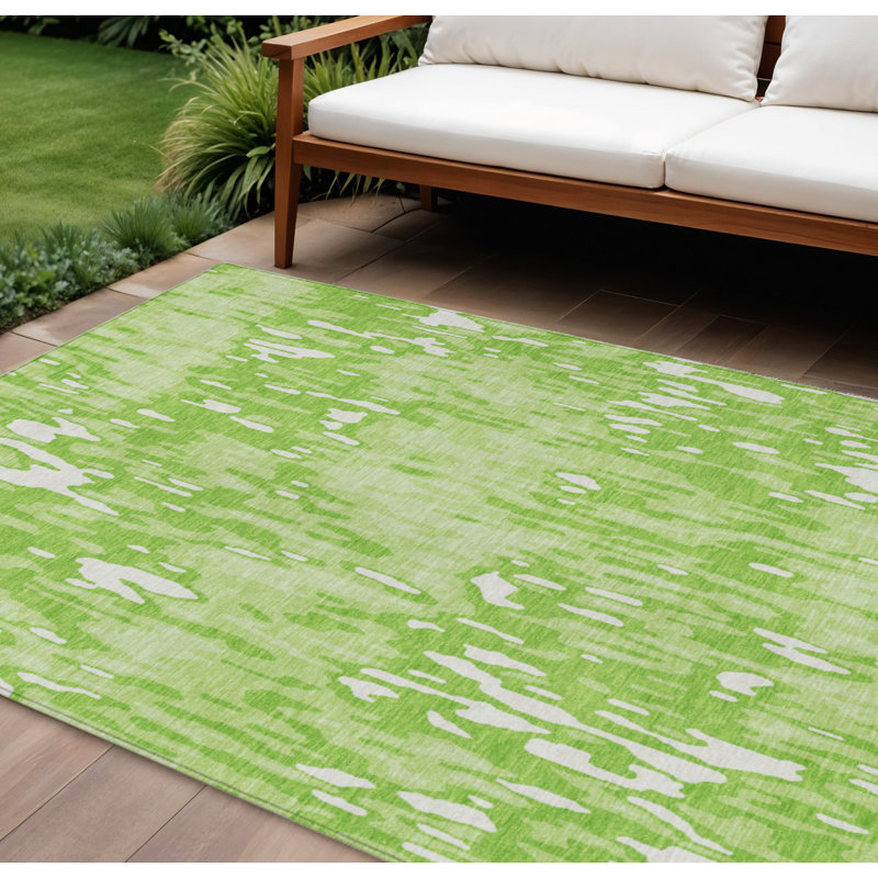 Tapis extérieur lavable rayé vert lime 10 pi x 14 pi