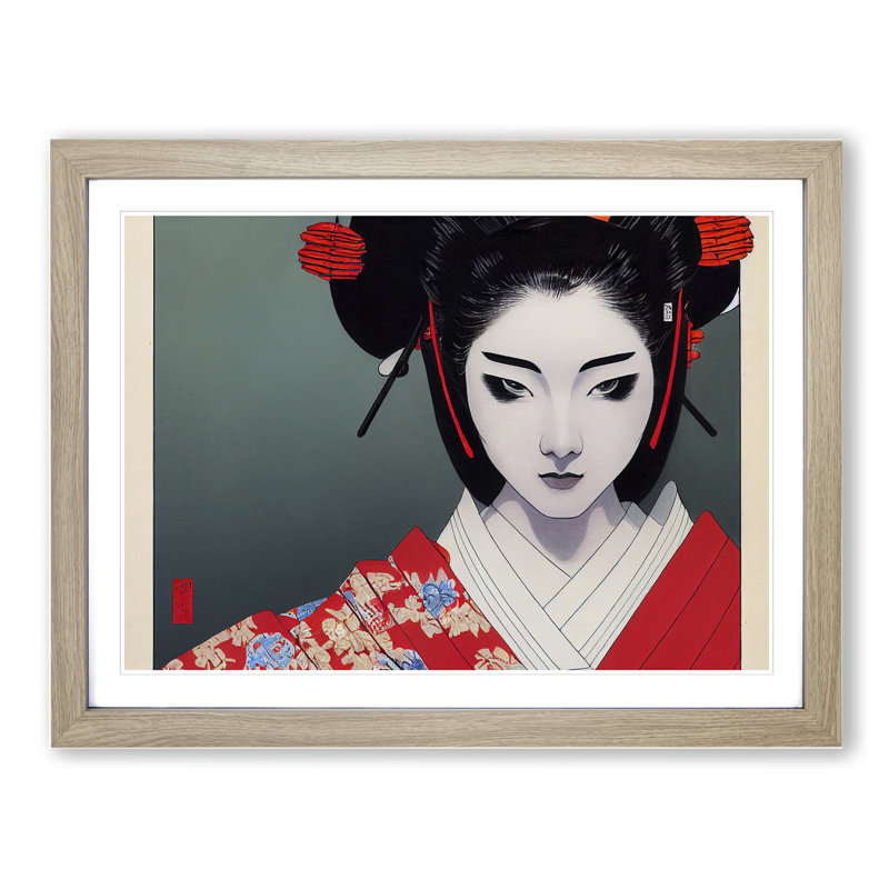 Spellbinding Geisha - Framed Print, 46cm H x 64cm W, Oak Frame
