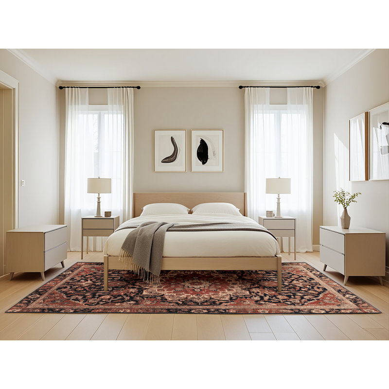 Machine Washable Persian Brown Area Rug, Rectangle 5' x 8'