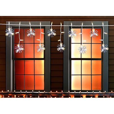 Tupkee Shimmering Twinkle Window Icicle Snowflake Lights – 50 Clear Incandescent Bulbs, 8 of 50 Random Twinkling, 3-Foot Indoor Outdoor Christmas Decoration Light String