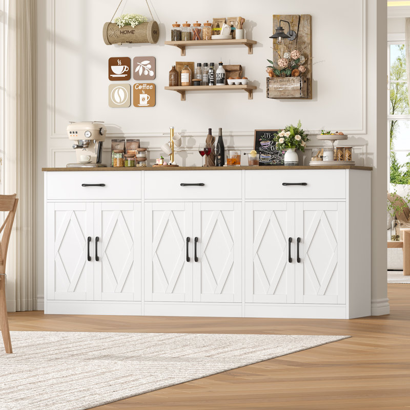 Armoire buffet de style campagnard Bedie, White