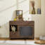Enceinte pour litière 2 en 1 multi-usage 2 en 1, table d'appoint moderne en noyer avec rangement, armoire latérale pour buffet