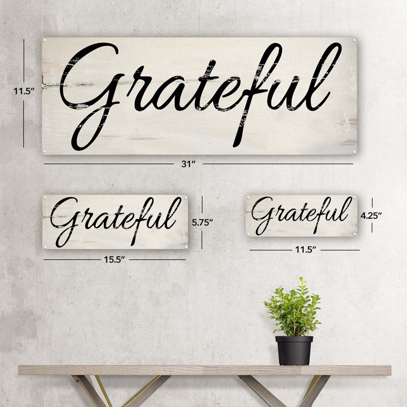Plaque en métal Grateful, H 5,75 po x l 15,5 po