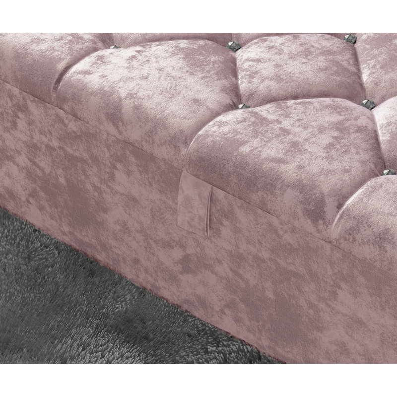 Alax 102cm Wide Rectangle Geometric Standard Ottoman with Storage, Pink
