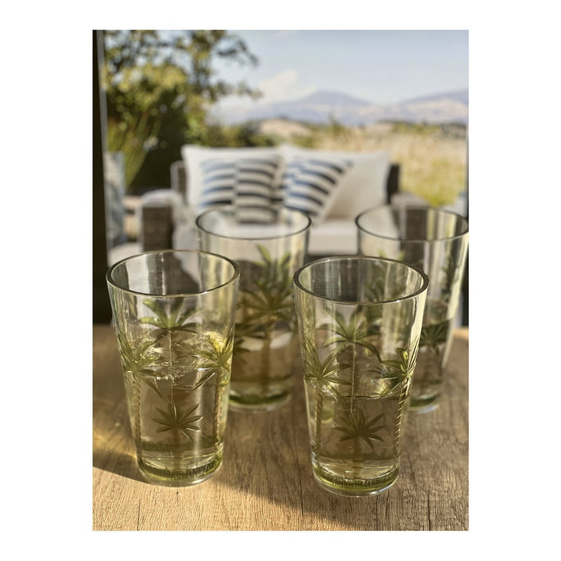 Ensemble de 4 verres à boisson en acrylique Palm Tree Design Hi-Ball - 20 oz